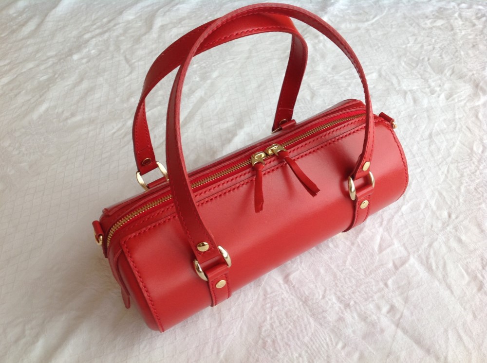 【受注制作】直径１２ｃｍヌメ革円筒バッグ（各種色）