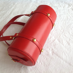 【受注制作】直径１２ｃｍヌメ革円筒バッグ（各種色） 4枚目の画像