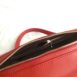 【受注制作】直径１４ｃｍヌメ革円筒バッグ（赤色　&　各種色） 6枚目の画像