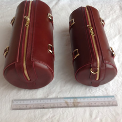 【受注制作】直径１４ｃｍヌメ革円筒バッグ（赤色　&　各種色） 8枚目の画像