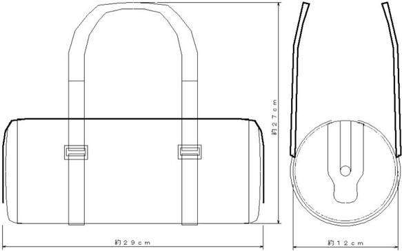 【受注制作】直径１２ｃｍヌメ革円筒バッグ（ショルダーベルト付き、各種色） 8枚目の画像