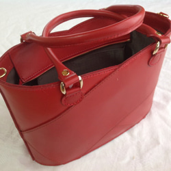 ［受注制作］ヌメ革製トートバッグ（ショルダーベルト付き・赤色・その他選択可） 2枚目の画像
