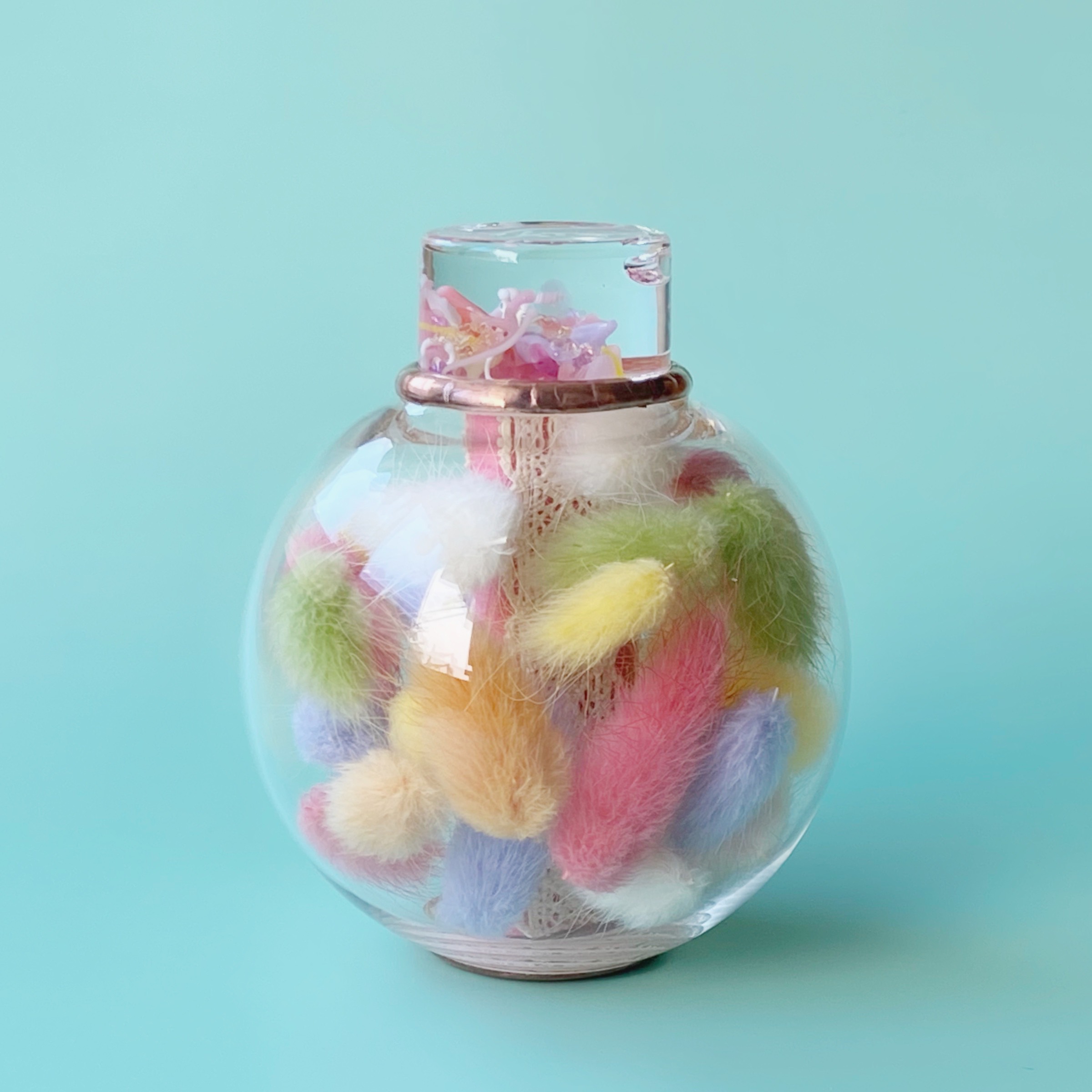 ガラスポッドの万華鏡『フラワーポッド』ドライフラワー　ハニーテール/pink