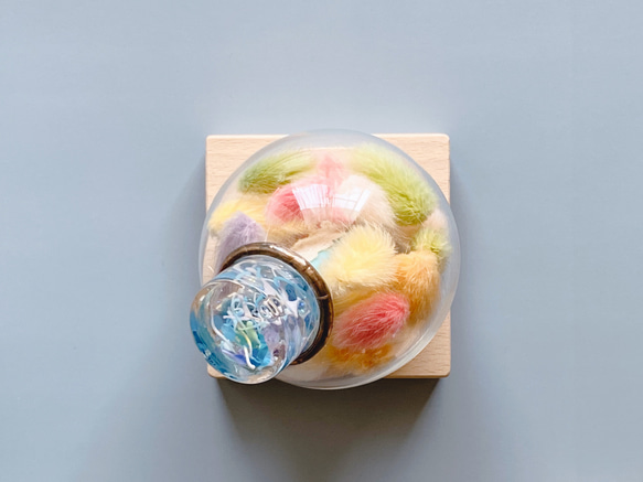 ガラスポッドの万華鏡『フラワーポッド』ドライフラワー　ハニーテール/light blue 