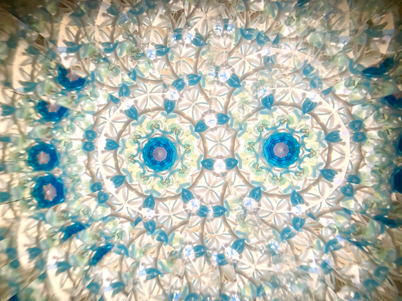 ガラスポッドの万華鏡『フラワーポッド』ドライフラワー　ハニーテール/light blue 4枚目の画像