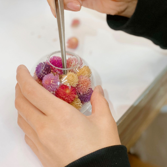 ガラスポッドの万華鏡『フラワーポッド』ドライフラワー　ハニーテール/light blue 