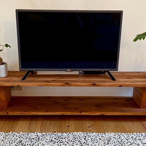 杉のシンプル・テレビボード【ハンドメイド家具】 送料無料（地域限定） 杉の木 テレビボード（S）テレビ台 テレビ