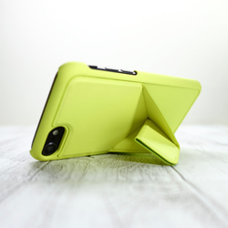 iPhoneSE iPhone8 iPhone7 ケース スマホスタンド スマホグリップ マグネット内蔵 黄緑 5枚目の画像