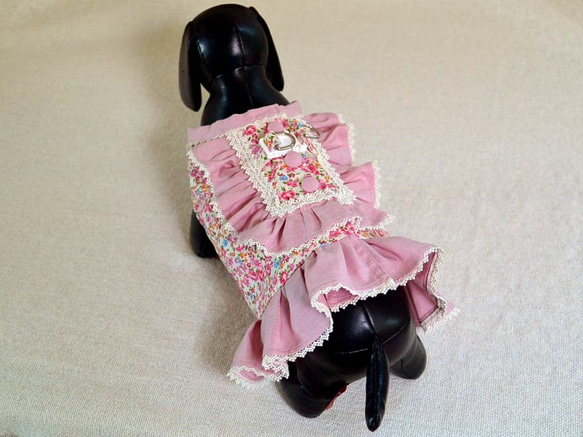 【完成品】ハーネス　小型犬用　洋服型ハーネス　おしゃれなハーネス　ワンピースタイプのハーネス 6枚目の画像