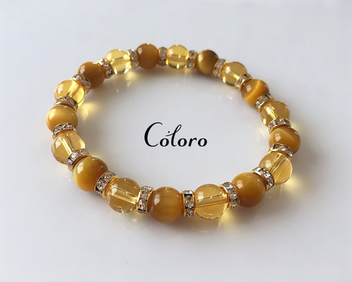 シュシュ ヘアゴム  パワーストーン  タイガーアイ×シトリン シュシュ ヘアゴム パワーストーン タイガーアイ×シトリン