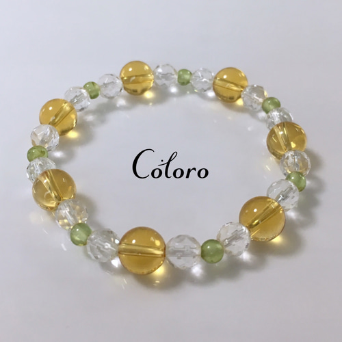 ☆シトリン（熱加工）・多面カットクリスタル（クォーツ）・ペリドット