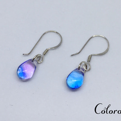 ☆青紫色の雫が揺れるピアス☆シルバー・ロジウムカラー☆チェコビーズ