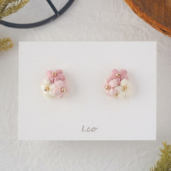 No.808 【10ペア】くすみピンク お花 ハンドメイド ピアス イヤリング No.808 【10ペア】くすみピンク お花 ハンドメイド ピアス