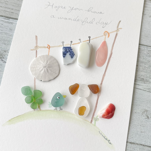 シーグラスアート 夏のおせんたく02 その他アート umioto 通販