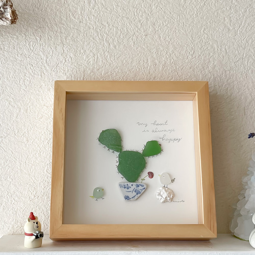 おかあさんさま専用シーグラスアート 3羽のシマエナガ なかよしこよし #シーグラスアート #シマエナガ