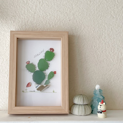 専用　シーグラスアート　3点おまとめ 専用】シーグラスアート サボテン09072 その他アート umioto