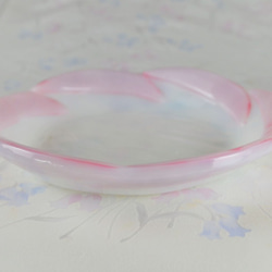 ガラス　花皿　 ピンク 2枚目の画像