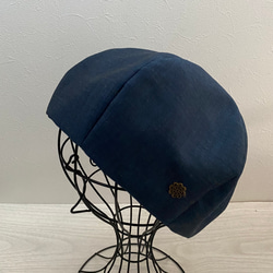 送料無料　サマーウールのベレー帽（ブルーグレー） 1枚目の画像