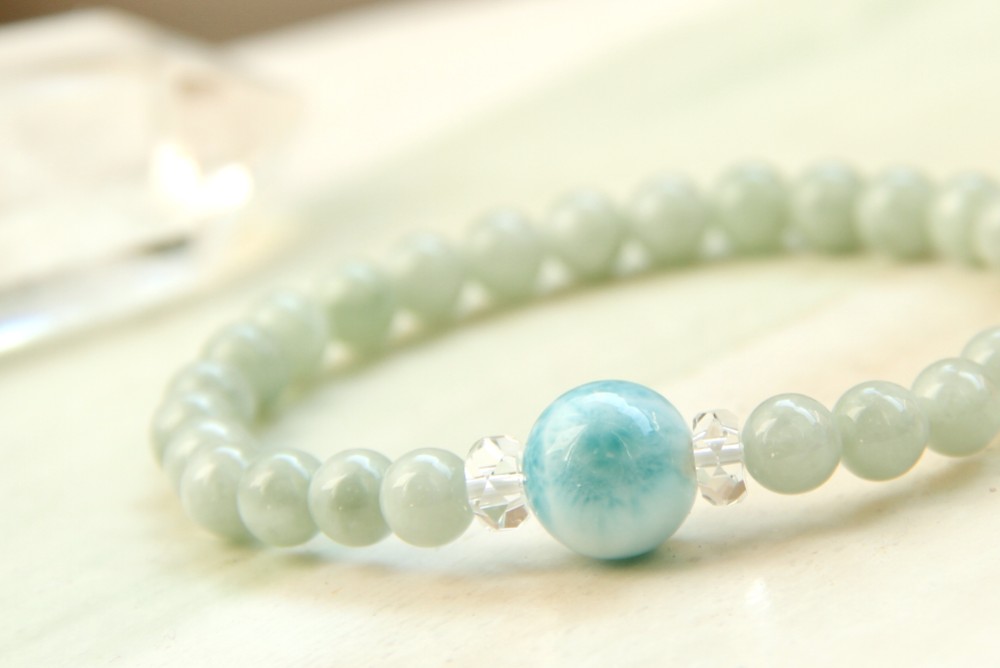 ☆シンプルさゆえに素材を厳選致しました☆ラリマー11㎜＆翡翠6