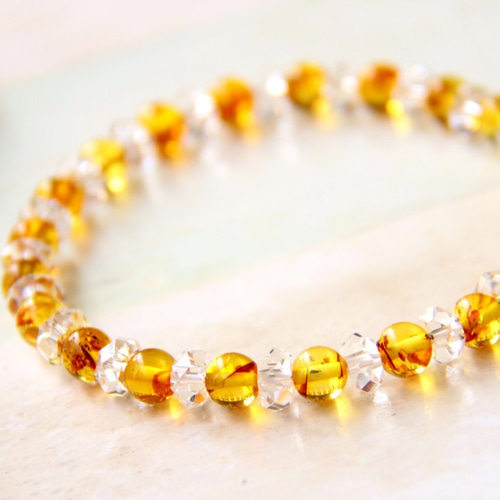 激安☆新品☆天然石ブレスレットセット 9個 ゴールド琥珀アンバー ☆宝石・琥珀☆…☆アンバー（花入り琥珀）☆…☆天然石