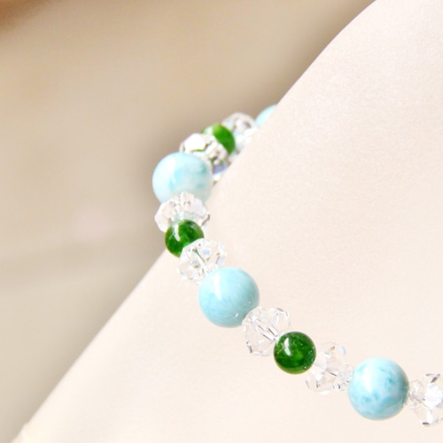 カラー・模様共に綺麗です♪【ラリマー】約9㎜のブレスレット^ ^ カラー・模様共に綺麗です♪【ラリマー】約9㎜のブレスレット^ ^