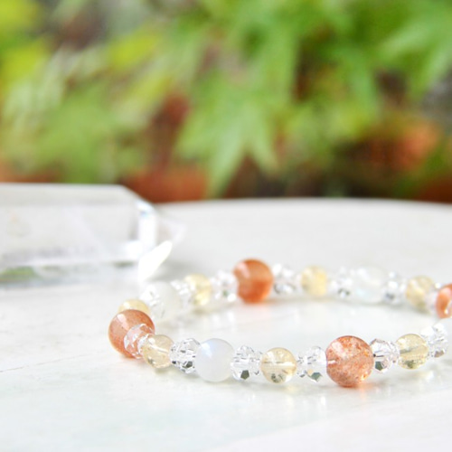 ハンドメイド 天然石ブレスレット サンストーン、シトリン組み合わせ18