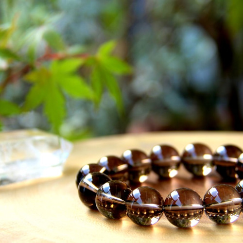 14kgfスモーキークォーツ✖️MOPブレスレット スモーキークォーツ ブレスレット 128面カット 煙水晶 スモーキー