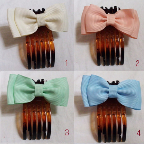 グログランリボン サイドバンスクリップ 全10色 ヘアクリップ