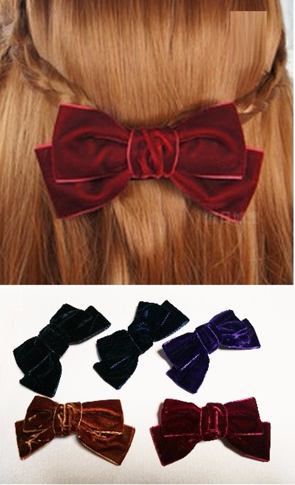 大人可愛い ベルベットリボンのバレッタ バレッタ MelodyPink 通販