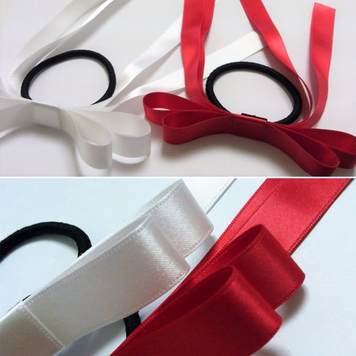 クリスマスカラー 大人可愛い ロングリボンヘアゴムお得な2本セット