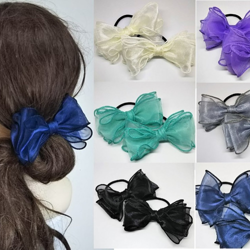 オーガンジーリボン ヘアゴム 青の貝がら オーガンジーリボンヘアゴム[品番：BRSK0008972]｜ブランシェス