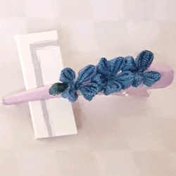 小さな青い花の藤色ミニコンコルドクリップ 4枚目の画像