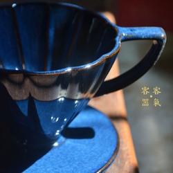 湛放藍菊形長肋咖啡濾杯 第3張的照片