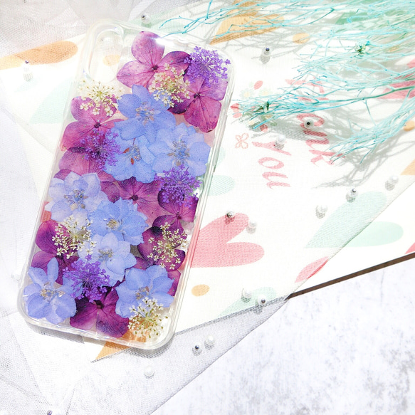 可愛い ♡ 押し花 iphoneケース スマホケース 押し花ケース プレゼント ギフト リング付き 1枚目の画像