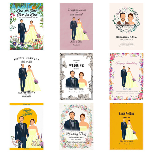 オーダーメイド似顔絵、ウェルカムボード ウェルカムボード 似顔絵