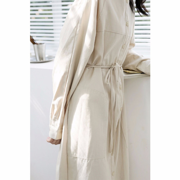 秋季新款☆彡純棉100％面料連衣裙白色 第2張的照片