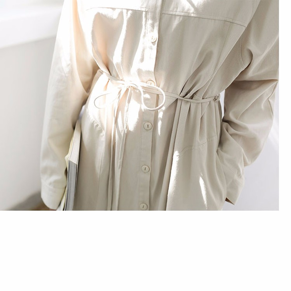 秋季新款☆彡純棉100％面料連衣裙白色 第3張的照片