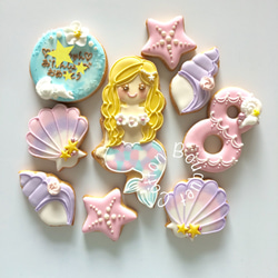 夏のお誕生日に☆人魚姫のアイシングクッキーセット 3枚目の画像