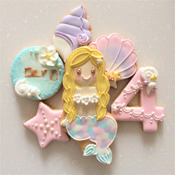 夏のお誕生日に☆人魚姫のアイシングクッキーセット 2枚目の画像
