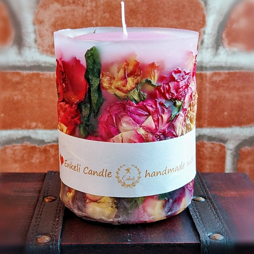 受注販売】2つセット ローズキャンドルMサイズ ボタニカルキャンドル