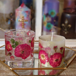 バラのグラスキャンドルホルダー&バラのボタニカルキャンドルGift set 1枚目の画像