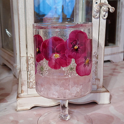 ピンクビオラ☆ローズクォーツのグラスキャンドルホルダー 7枚目の画像
