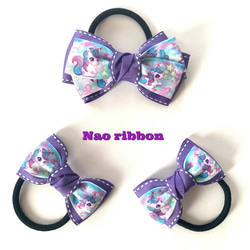 リボン　ヘアゴム♡セレシャムリボン♡ブルー♡ハンドメイド 1_9f99b388c890fae0b1cf0617a866
