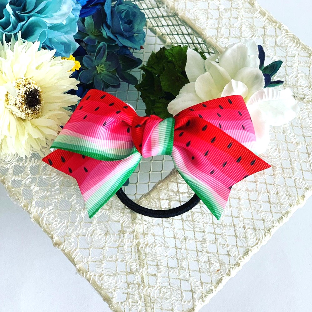 ヘアゴム☆モロッカン柄ヘアリボン☆グリーン&パープル 64 ヘアゴム 緑