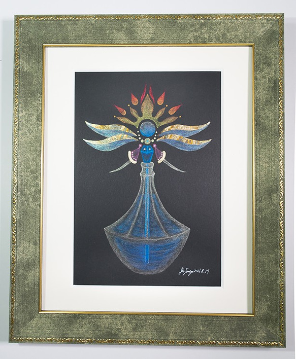 精霊アート原画「香りの精霊 声を発して魂からの表現の香り」[A5] 絵画