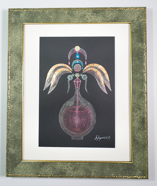 精霊アート原画「香りの精霊　ハートを開いて恋の香り」[A5]