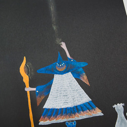 ヒーリングアートプリント「魔女と猫　聖なる月のパワー」[A5] 2枚目の画像