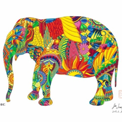 色鉛筆画プリント「象２」[A4] 2枚目の画像