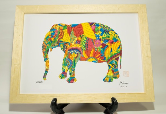色鉛筆画プリント「象２」[A4] 1枚目の画像