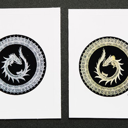 ステッカー 金龍(小)と銀龍(小)のペアセット シール・ステッカー